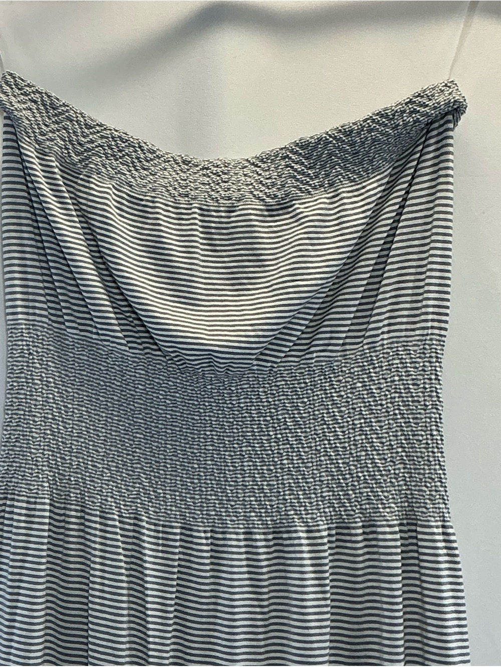 Lark + Grey Gray White Stripe Strapless Maxi Dress S/M Beach Vacation - Picture 6 of 11